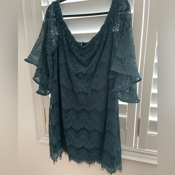 CityChic off the shoulder Bella lace dress emerald size 20 - Picture 7 of 12